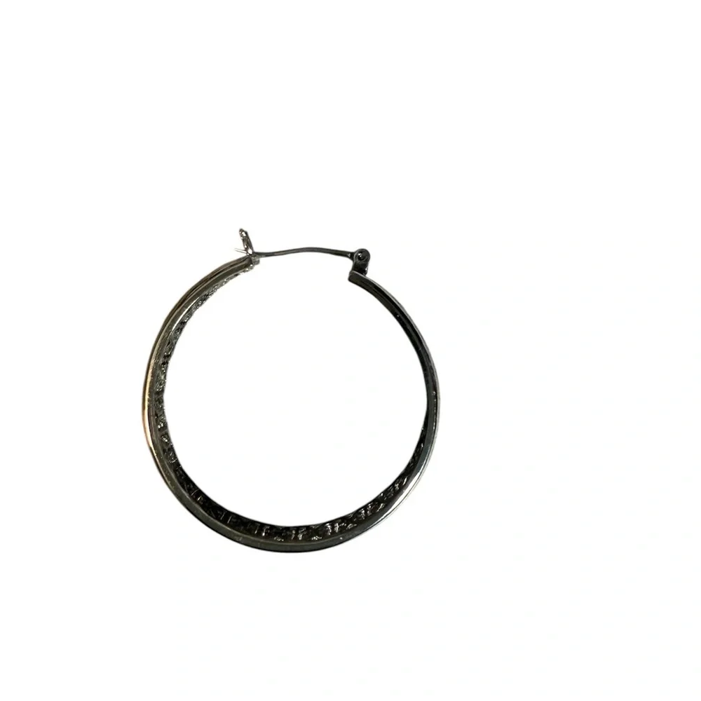 Lot Of 2 Hoop Earrings Silver Filigree & Black Enamel Gold Tone 2/$18